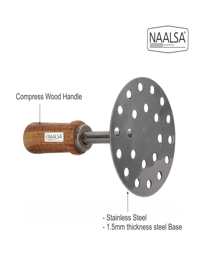 NAALSA MASHMATE Potato Masher Stainless Steel Vegetable Masher with Wooden Compress Handle 1pc - Image 4